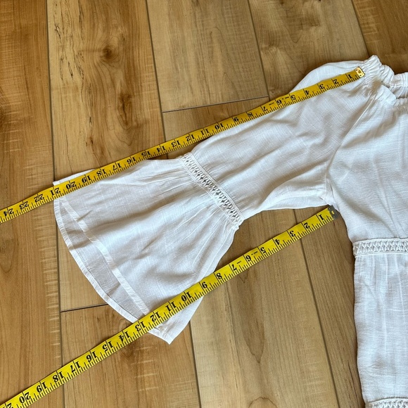 Spense Womens Peasant Boho Flowy Lightweight Blouse Bell Sleeves White Large - Picture 5 of 9